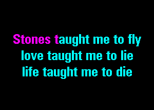 Stones taught me to fly

love taught me to lie
life taught me to die