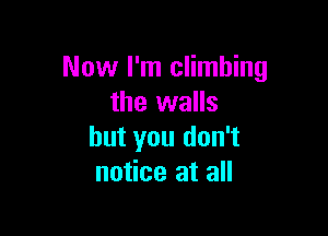 Now I'm climbing
the walls

but you don't
notice at all