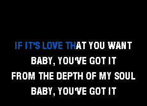 IF IT'S LOVE THAT YOU WANT
BABY, YOU'VE GOT IT
FROM THE DEPTH OF MY SOUL
BABY, YOU'VE GOT IT