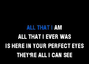 ALL THAT I AM
ALL THAT I EVER WAS
IS HERE IN YOUR PERFECT EYES
THEY'RE ALLI CAN SEE