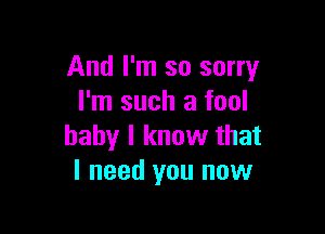 And I'm so sorry
I'm such a fool

baby I know that
I need you now