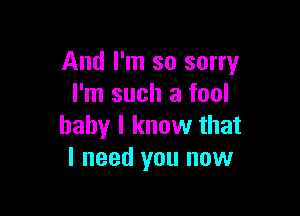 And I'm so sorry
I'm such a fool

baby I know that
I need you now