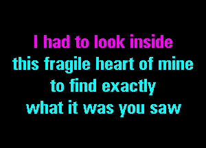 I had to look inside
this fragile heart of mine
to find exactly
what it was you saw