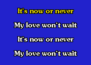 It's now or never
My love won't wait

It's now or never

My love won't wait