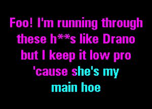 Foo! I'm running through
these hams like Drano
but I keep it low pro
'cause she's my
main hoe