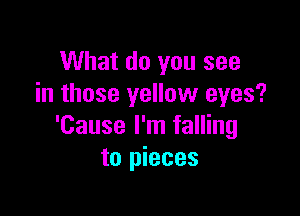 What do you see
in those yellow eyes?

'Cause I'm falling
to pieces