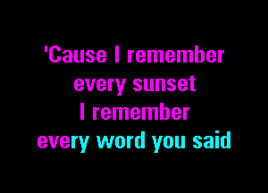 'Cause I remember
every sunset

I remember
every word you said