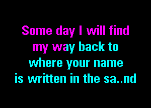 Some day I will find
my way back to

where your name
is written in the sa..nd
