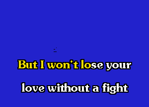 But I won't lose your

love without a fight