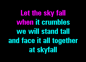 Let the sky fall
when it crumbles

we will stand tall
and face it all together

at skyfall