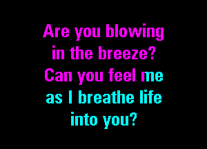 Are you blowing
in the breeze?

Can you feel me
as I breathe life
into you?