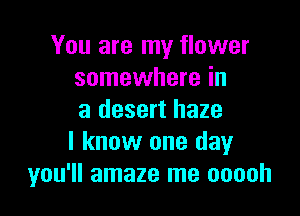 You are my flower
somewhere in

a desert haze
I know one day
you'll amaze me ooooh