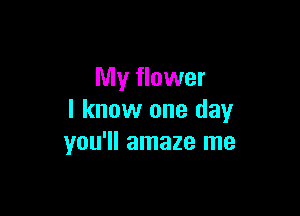 My flower

I know one day
you'll amaze me