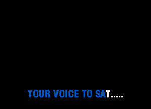 YOUR VOICE TO SAY .....