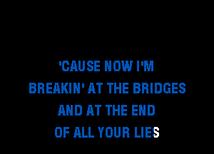 'CAU SE NOW I'M

BBEAKIN' AT THE BRIDGES
AND AT THE END
OF ALL YOUR LIES