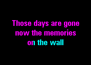 Those days are gone

now the memories
on the wall