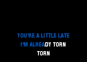 YOU'RE A LITTLE LATE
I'M ALREADY TOR
TORH
