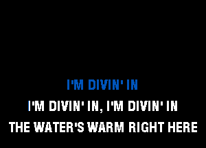 I'M DIVIH' IH
I'M DIVIH' IH, I'M DIVIH' IN
THE WATER'S WARM RIGHT HERE