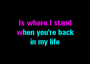 Is where I stand

when you're back
in my life