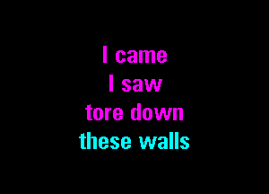 I came
I saw

tore down
these walls