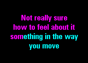 Not really sure
how to feel about it

something in the way
you move