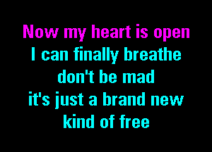 Now my heart is open
I can finally breathe

don't be mad
it's iust a brand new
kind of free