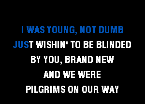 I WAS YOUNG, HOT DUMB
JUST WISHIH' TO BE BLIHDED
BY YOU, BRAND NEW
AND WE WERE
PILGRIMS ON OUR WAY