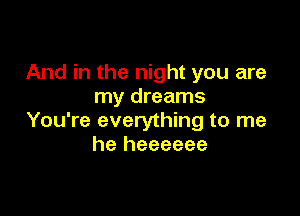 And in the night you are
my dreams

You're everything to me
he heeeeee