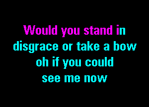 Would you stand in
disgrace or take a bow

oh if you could
see me now