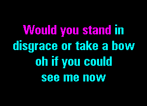 Would you stand in
disgrace or take a bow

oh if you could
see me now