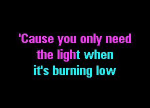 'Cause you only need

the light when
it's burning low