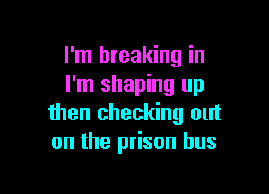 I'm breaking in
I'm shaping up

then checking out
on the prison bus