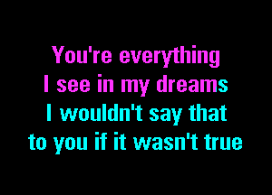 You're everything
I see in my dreams

I wouldn't say that
to you if it wasn't true