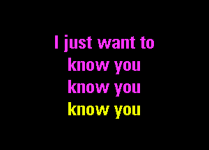 I just want to
know you

know you
know you