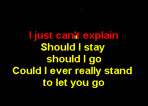 I just canht explain
Should I stay

should I go
Could I ever really stand
to let you go