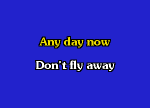 Any day now

Don't fly away