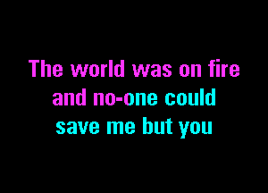 The world was on fire

and no-one could
save me but you