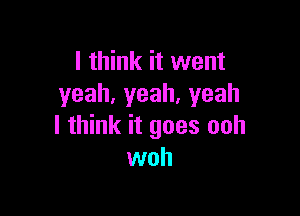 I think it went
yeah,yeah,yeah

I think it goes ooh
woh