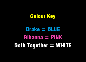 Colour Key

Drake BLUE
Bihanna PINK
Both Together WHITE