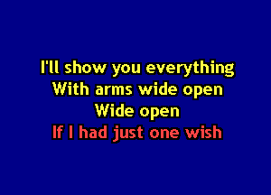 I'll show you everything
With arms wide open

Wide open