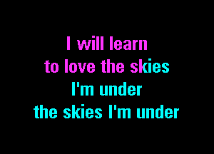 I will learn
to love the skies

I'm under
the skies I'm under