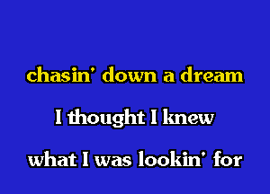 chasin' down a dream
I thought I knew

what I was lookin' for