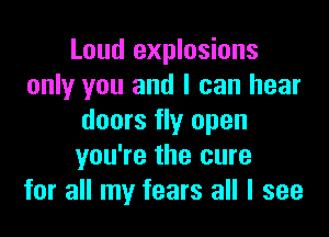 Loud explosions
only you and I can hear

doors fly open
you're the cure
for all my fears all I see