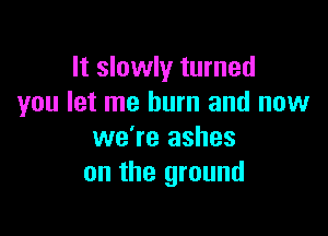 It slowly turned
you let me burn and now

we're ashes
on