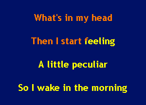 What's in my head

Then I start feeling

A little peculiar

So I wake in the morning