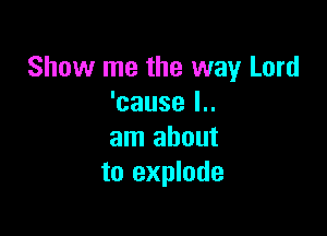 Show me the way Lord
'cause I..

am about
to explode