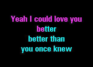 Yeah I could love you
better

better than
you once knew