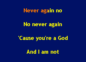 Never again no

No never again

'Cause you're a God

And I am not
