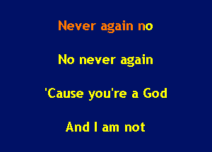 Never again no

No never again

'Cause you're a God

And I am not