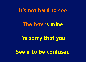 It's not hard to see

The boy is mine

I'm sorry that you

Seem to be confused